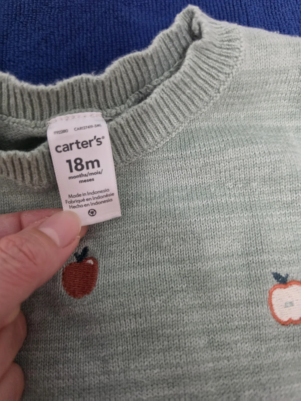 Carter's Green Knit Apple Sweater - Kids 18 mos